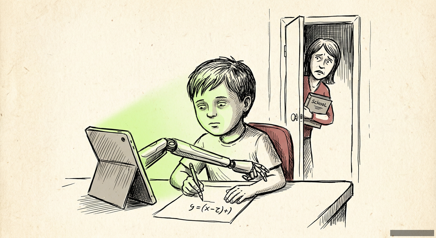 Editorial illustration for: AI Can't Do Your Kid's Homework—And It Shouldn't.