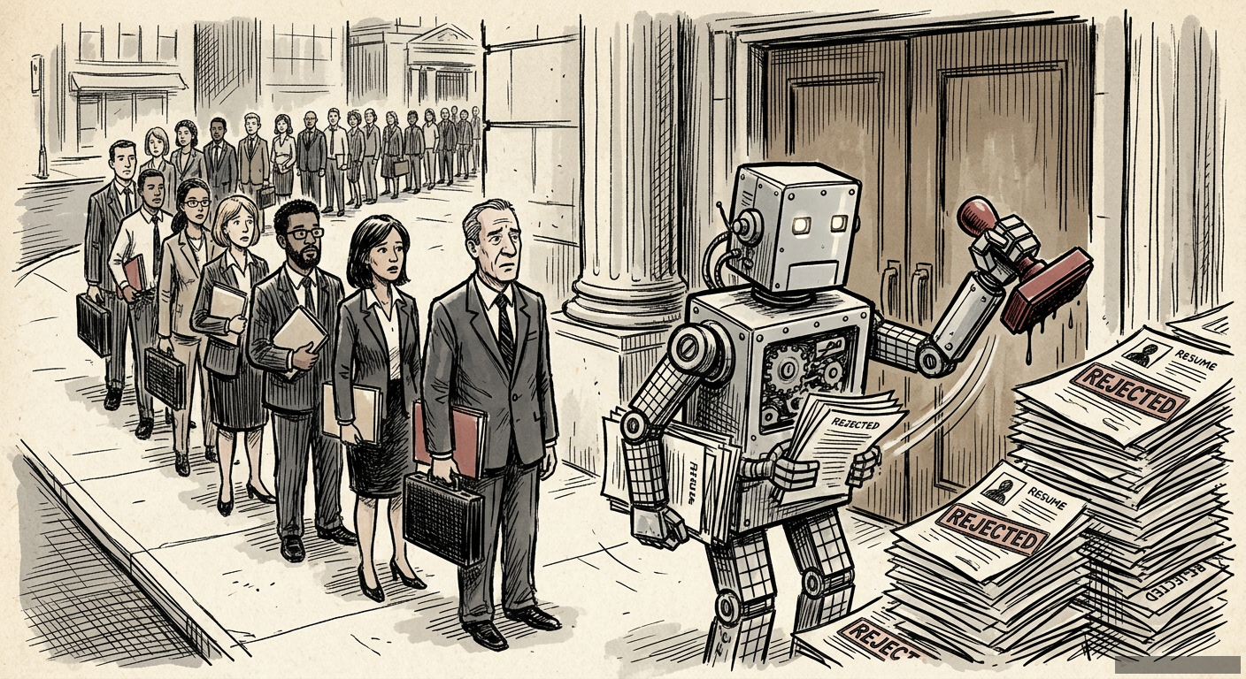 Editorial illustration for: AI Isn't Fixing Hiring, It's Just Automating the Rejection