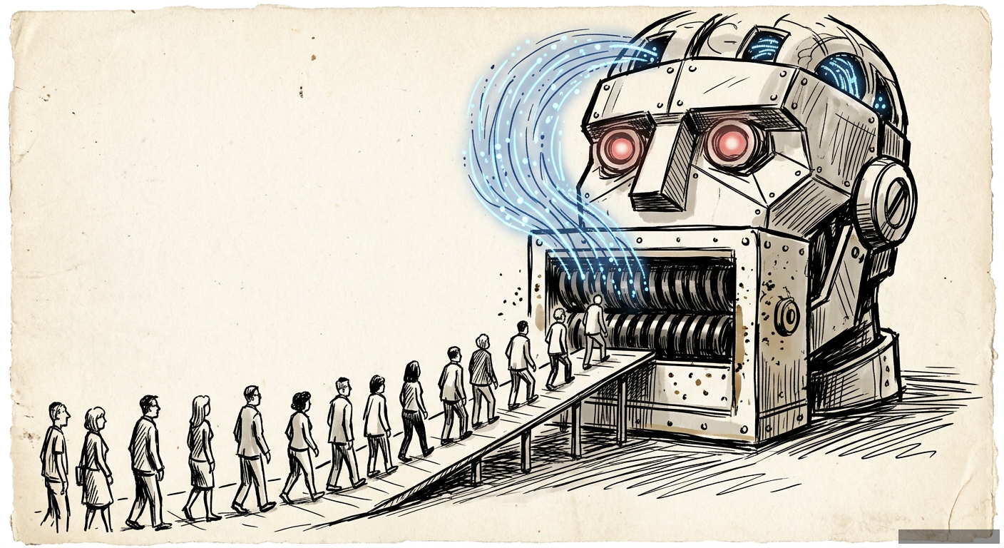 Editorial illustration for: AI's Big Lie: The Model Isn't the Product. You Are.