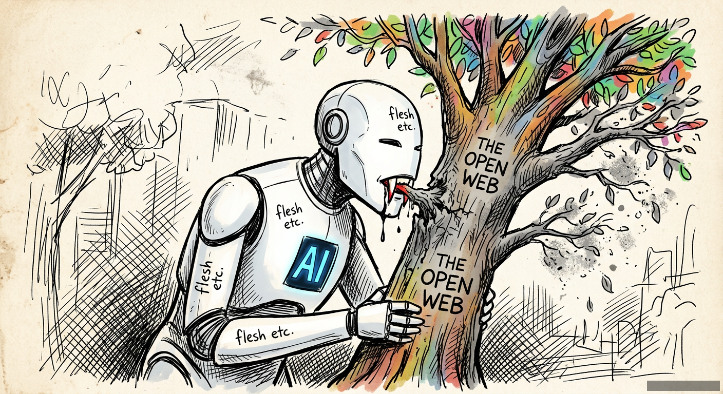 Editorial illustration for: AI Summaries Are Killing the Web I Love