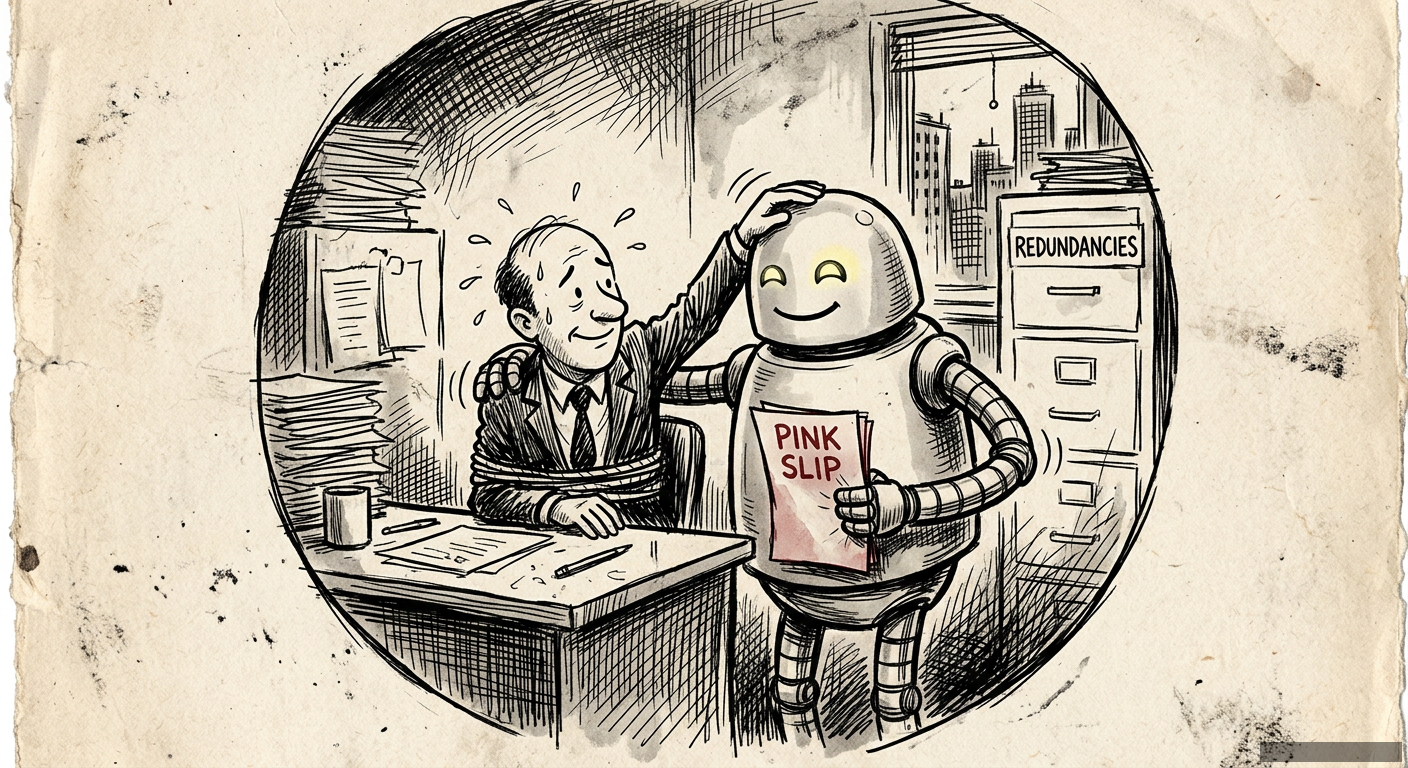 Editorial illustration for: “Augmentation” Is the Nicest Word for “Replacement” I’ve Ever Heard
