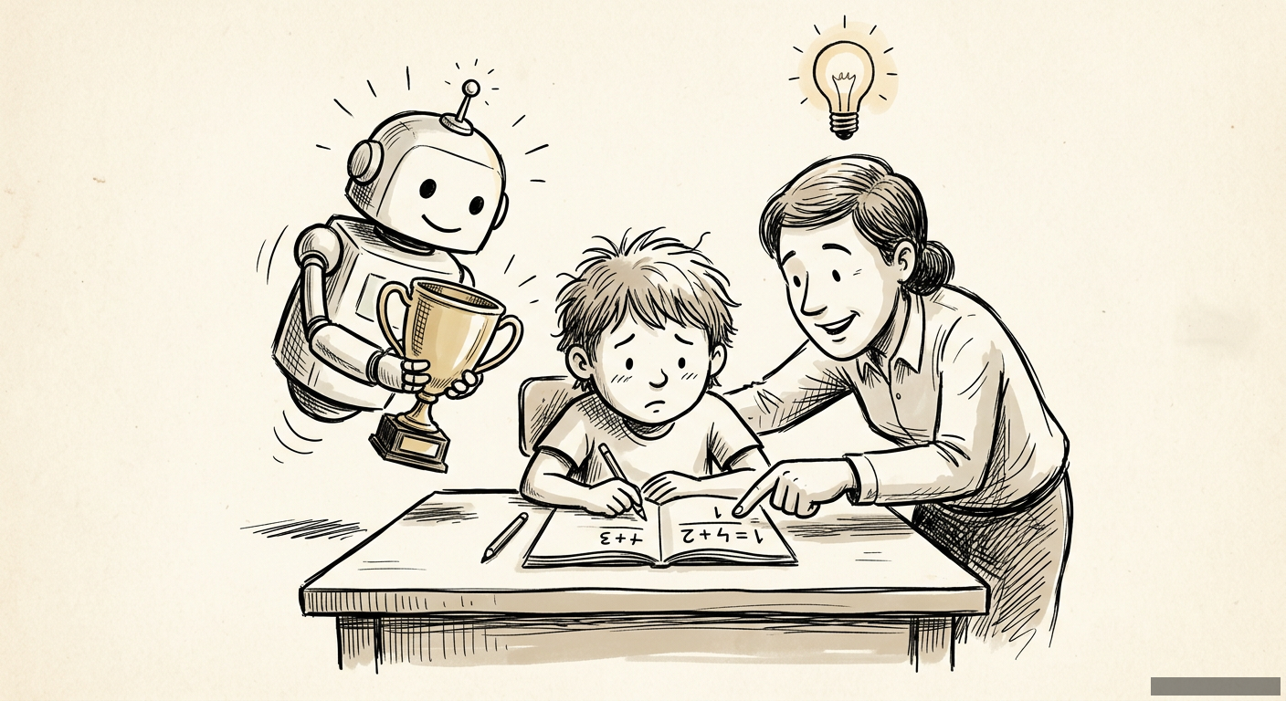 Editorial illustration for: Don't Outsource Your Kid's Brain to a Bot