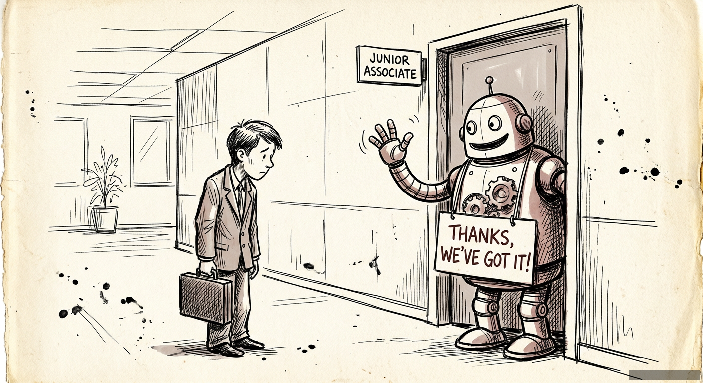 Editorial illustration for: So You Want a Career? Too Bad. The Robot Took Your First Job.
