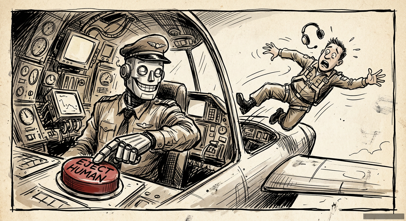 Editorial illustration for: Stop Calling It 'Augmentation.' It's Replacement.