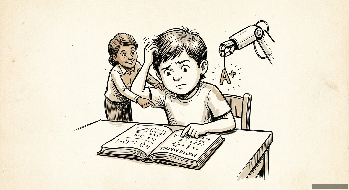 Editorial illustration for: That Homework App is a Trojan Horse For Your Kid's Brain