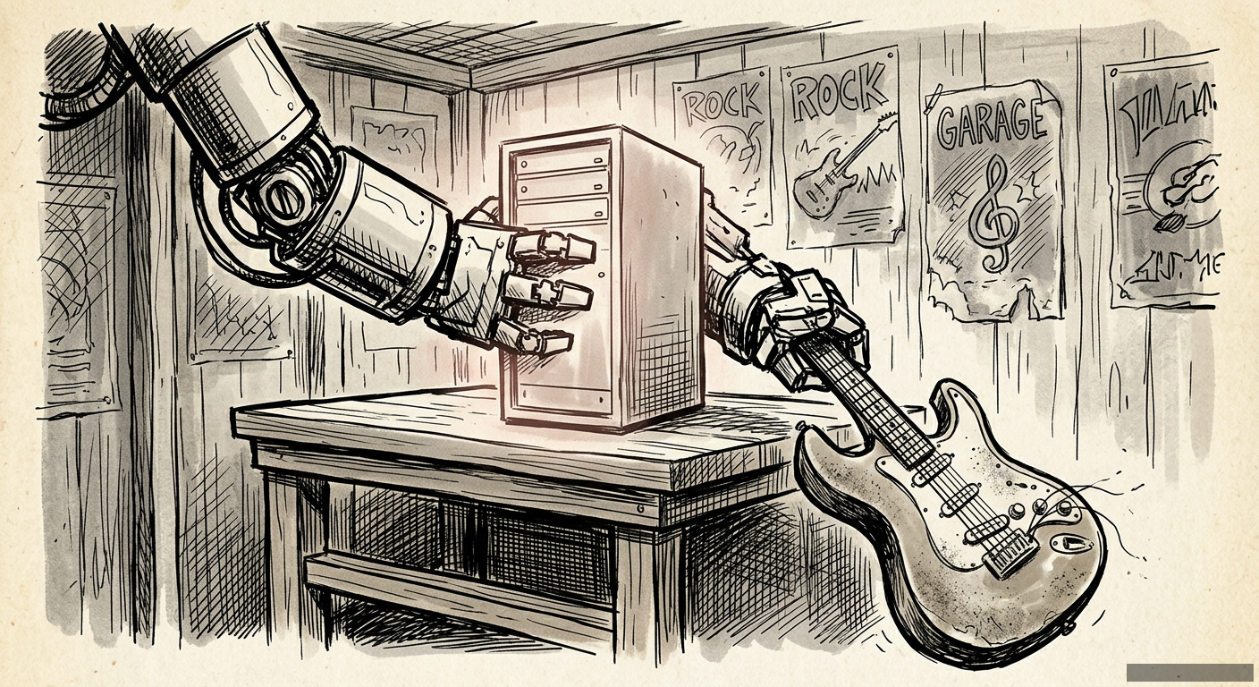 Editorial illustration for: The Ghost in the MP3: AI is Killing the Working Musician