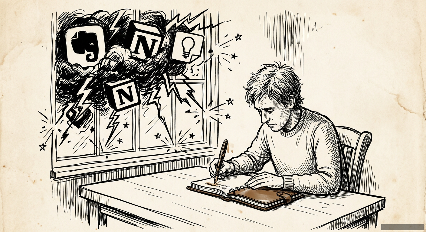 Editorial illustration for: The Glorious, Inefficient Freedom of a Paper Notebook