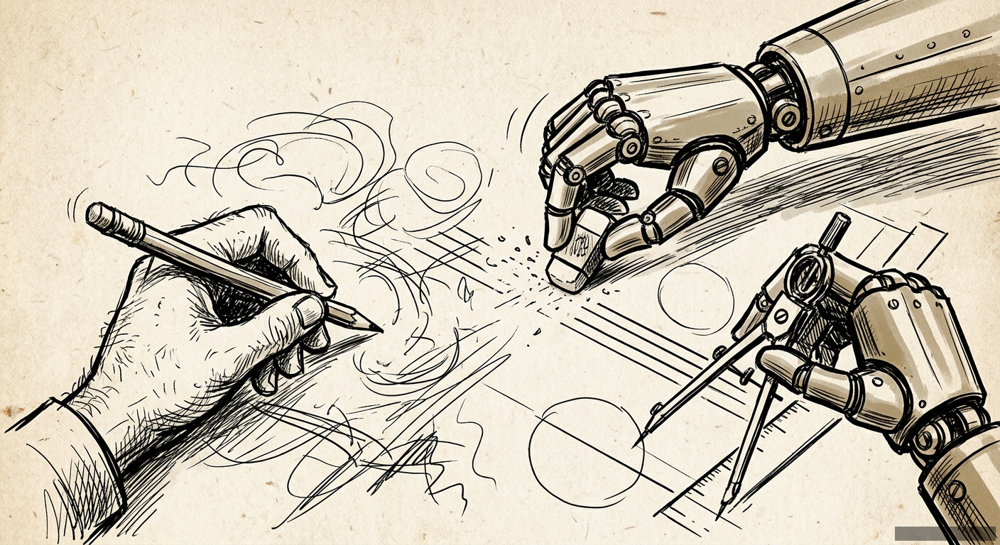 Editorial illustration for: The Hand That Thinks is Being Amputated