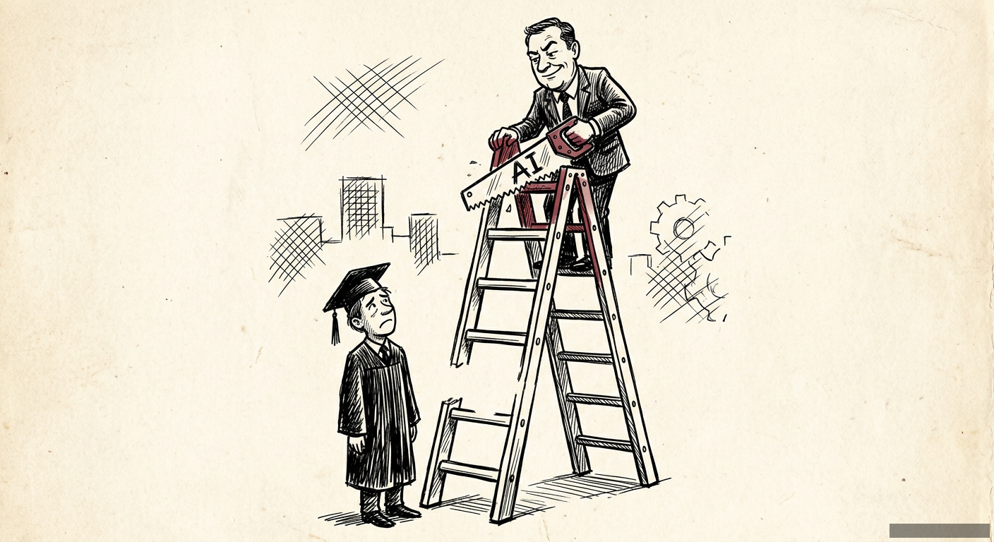 Editorial illustration for: The Robots Aren't Coming For Your Job. They're Coming For Your Kid's.
