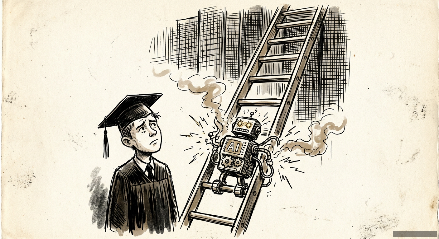 Editorial illustration for: The Robots Aren’t Coming for Your Job. They’re Coming for Your Kid’s.