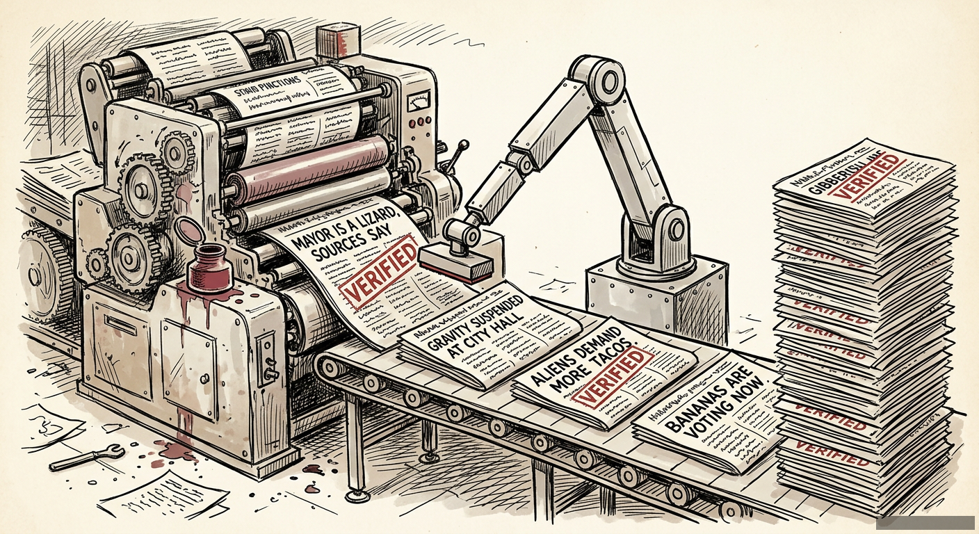 Editorial illustration for: Who Do You Sue When an AI Lies?