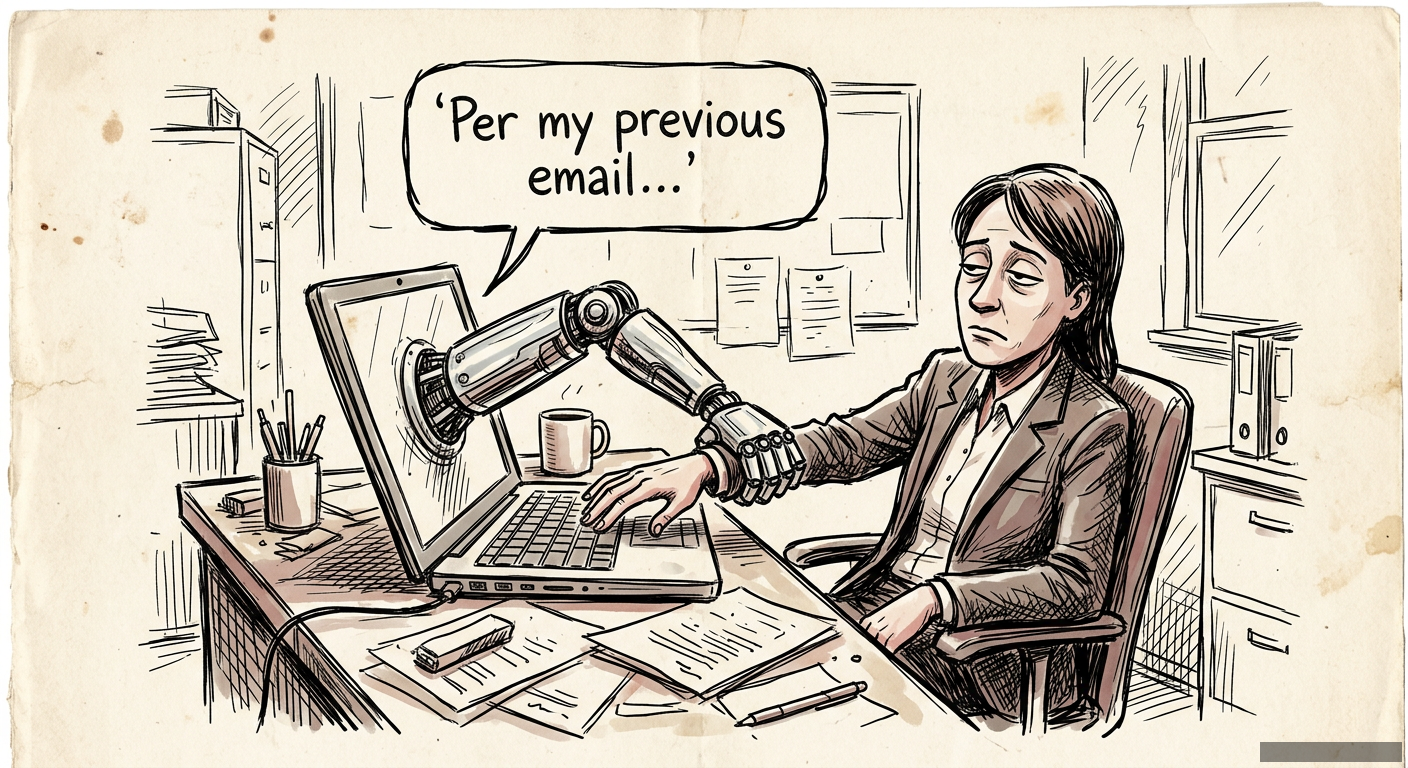 Editorial illustration for: Your AI Email Assistant Is Making You Useless