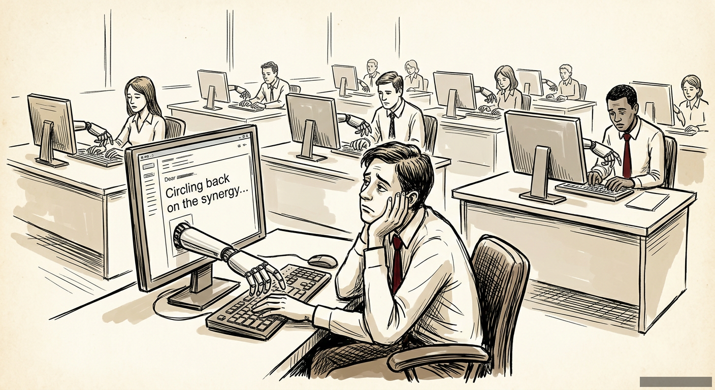 Editorial illustration for: Your AI Ghostwriter Is Making You a Bore