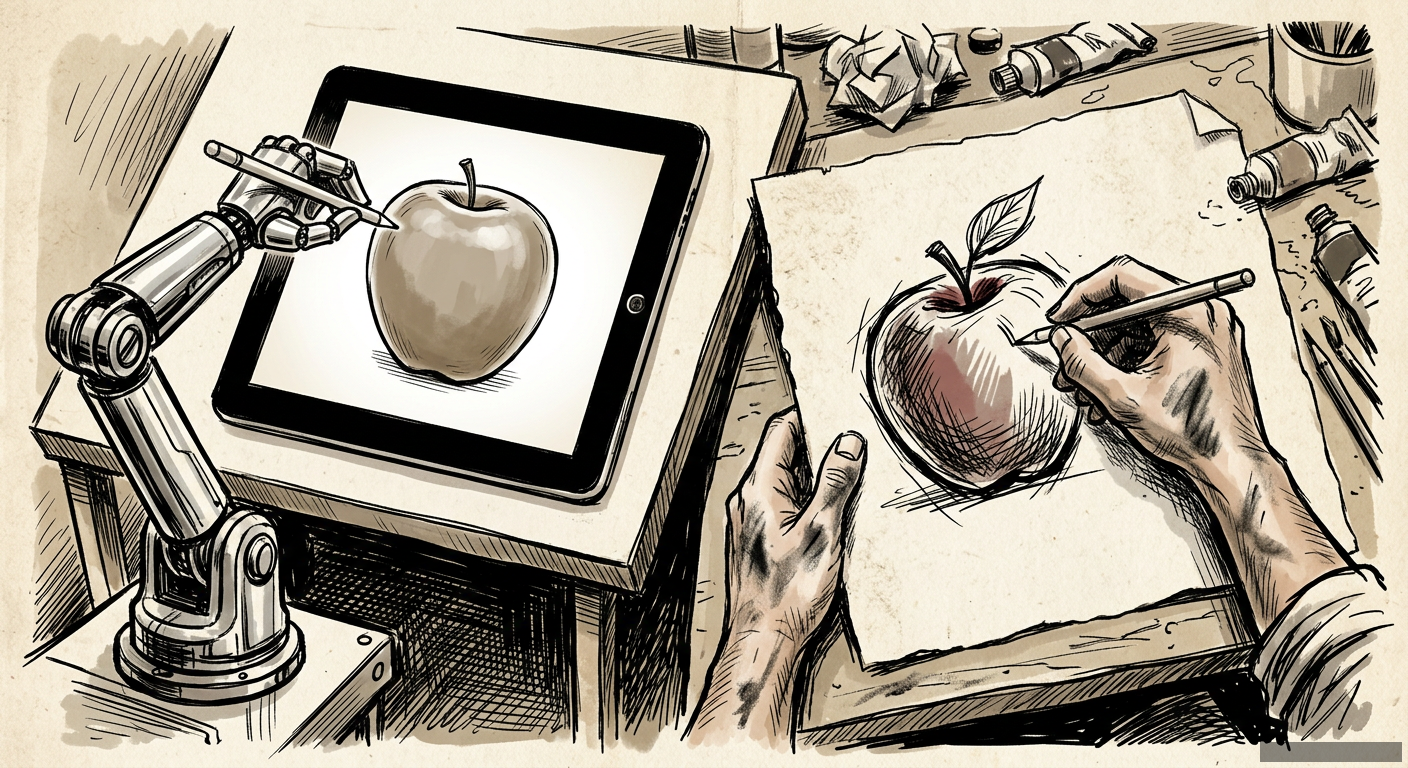 Editorial illustration for: Your Brain on AI Art: Empty, Unskilled, and Unoriginal