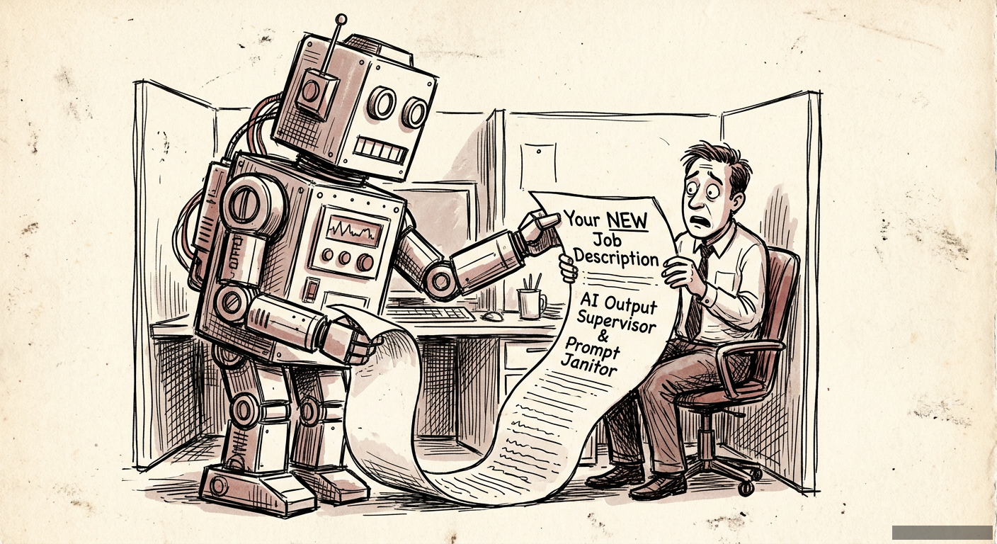 Editorial illustration for: Your Job Description Is Being Rewritten By A Robot—And You Won’t Like The New Terms