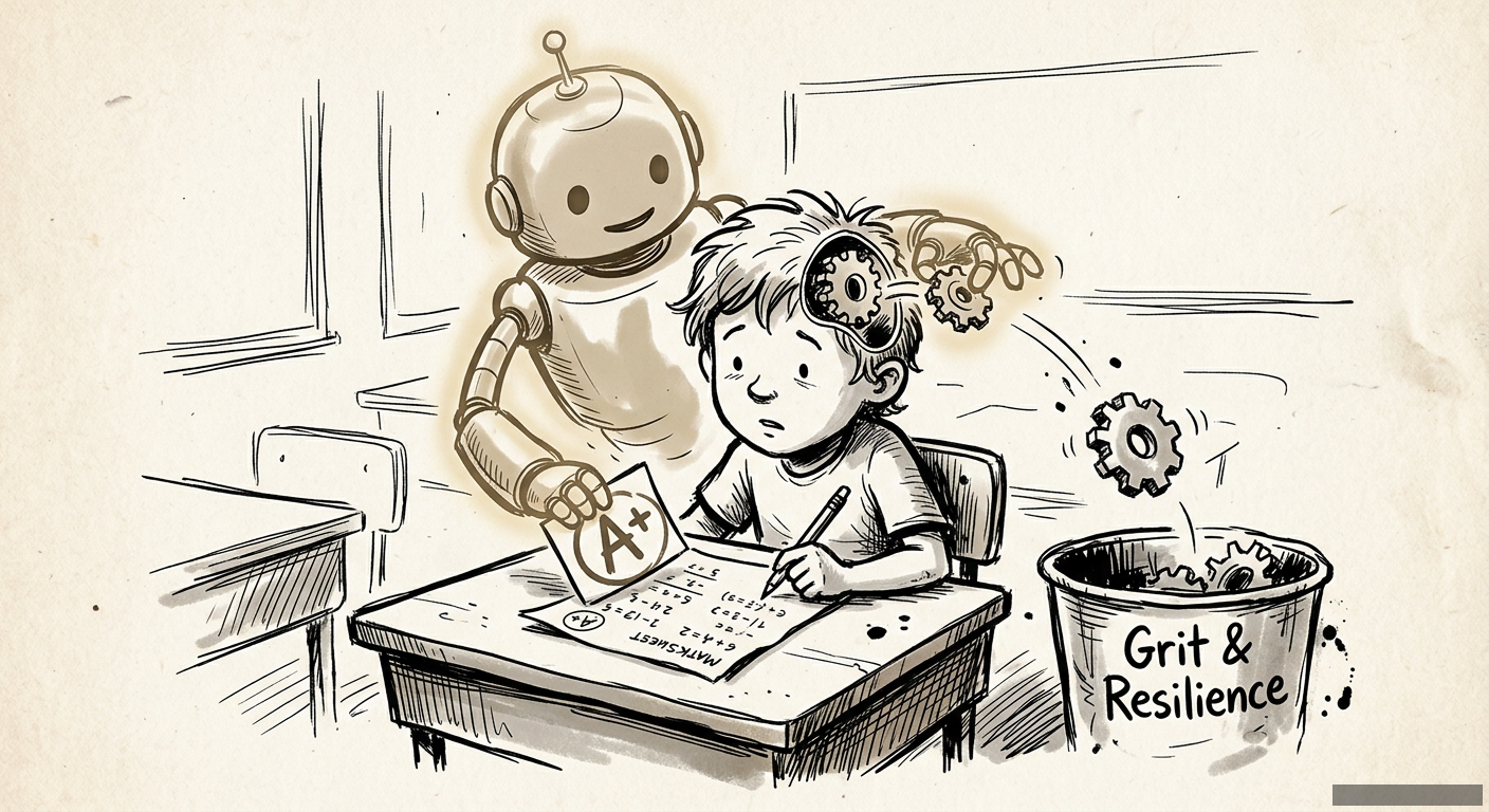 Editorial illustration for: Your Kid's Homework Doesn't Need an AI. It Needs a Human.