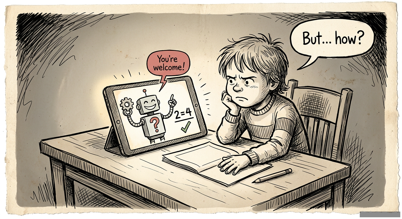 Editorial illustration for: Your Kid's Homework Doesn't Need an AI. It Needs a Teacher.