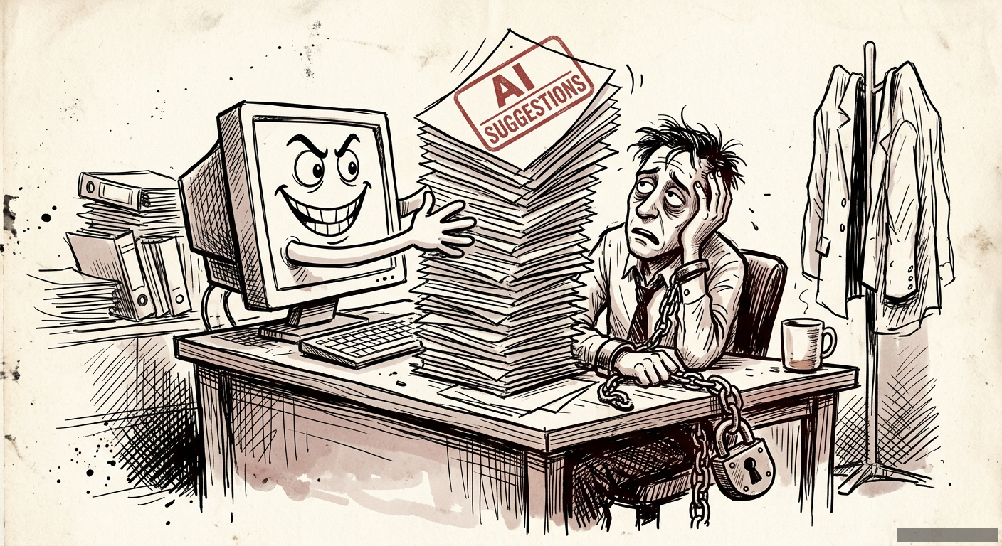 Editorial illustration for: Your New Boss Is an AI, and It's a Terrible One