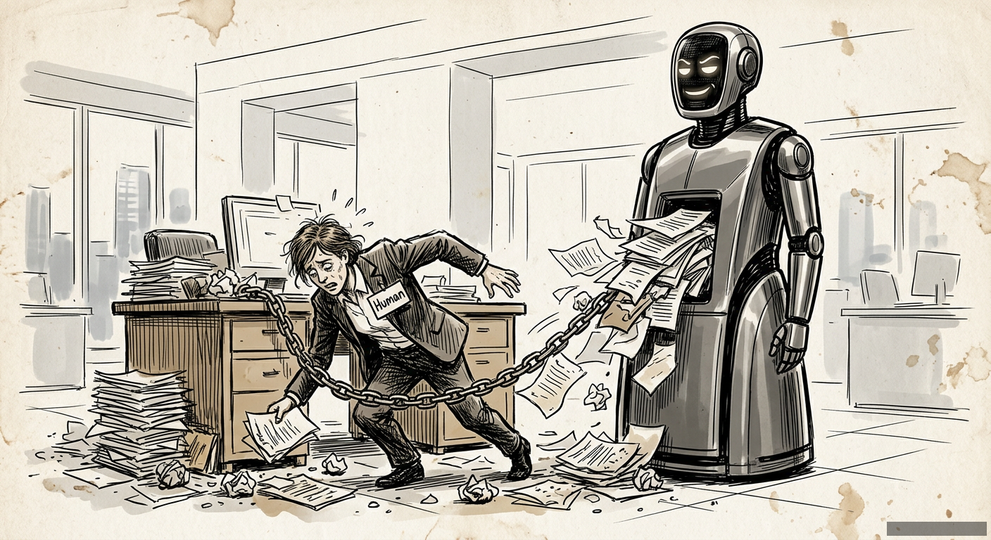 Editorial illustration for: Your New Job Title Is 'AI Wrangler.' You Start Immediately.