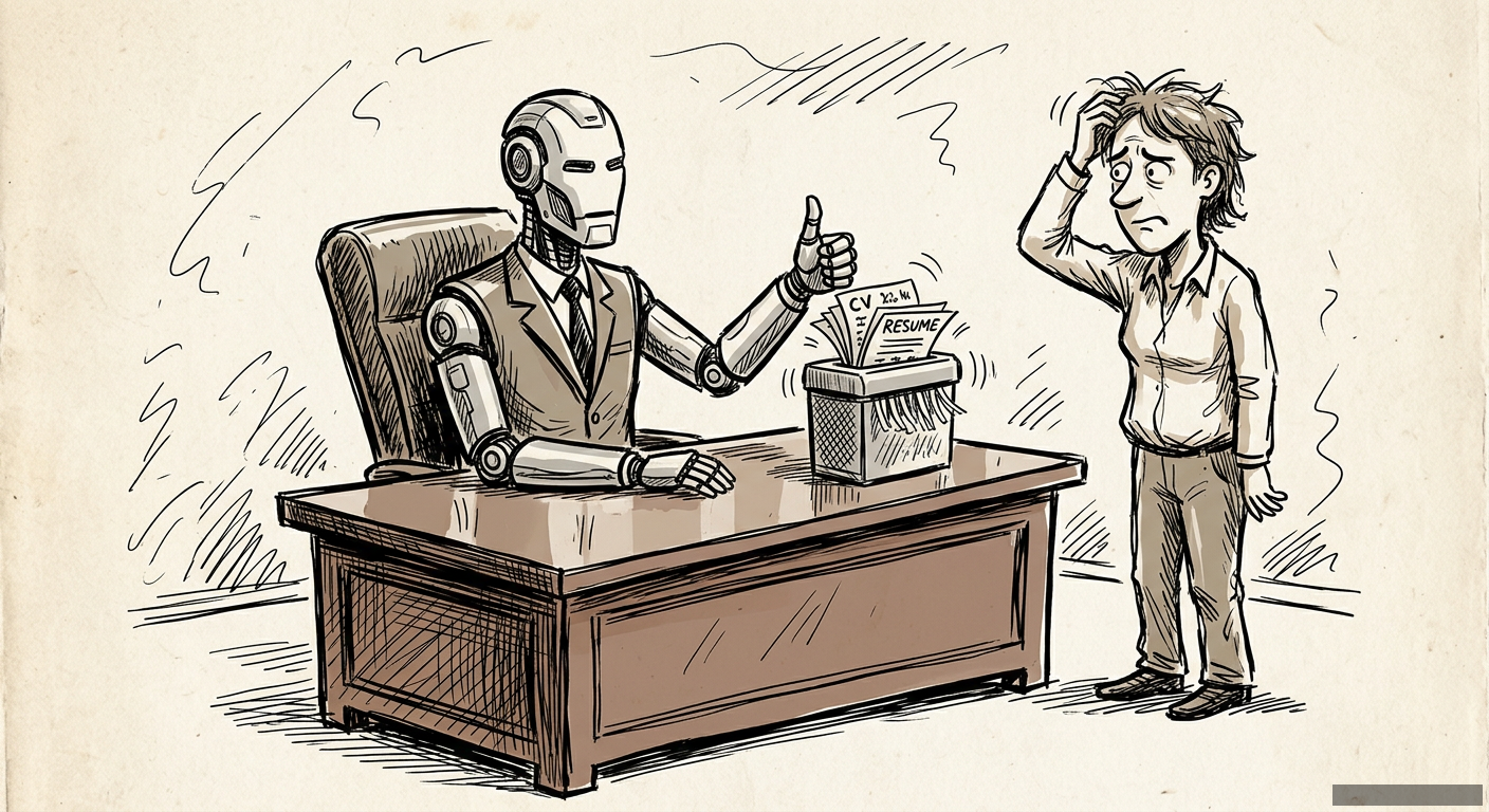 Editorial illustration for: Your Resume Is Being Graded by a Biased, Brain-Dead Robot