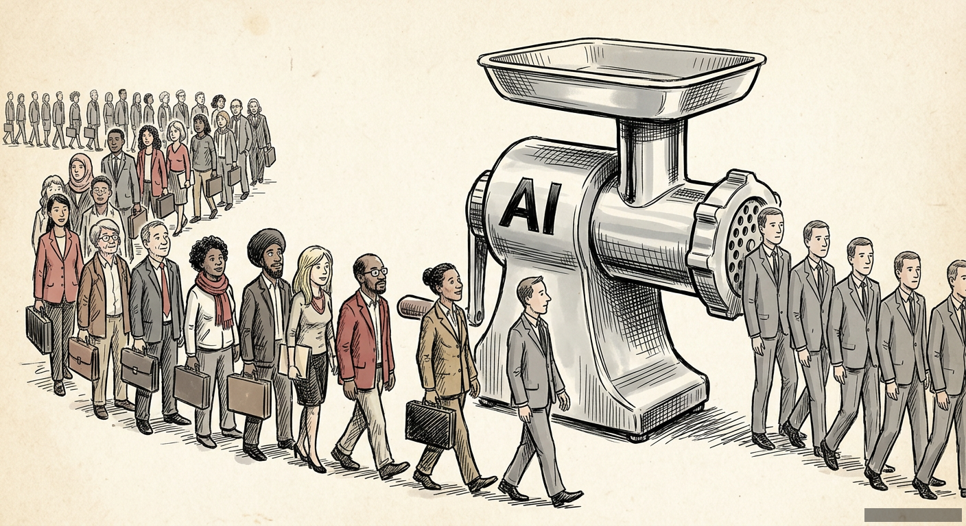 Editorial illustration for: Your Resume Is Just Data to an AI That Hates You