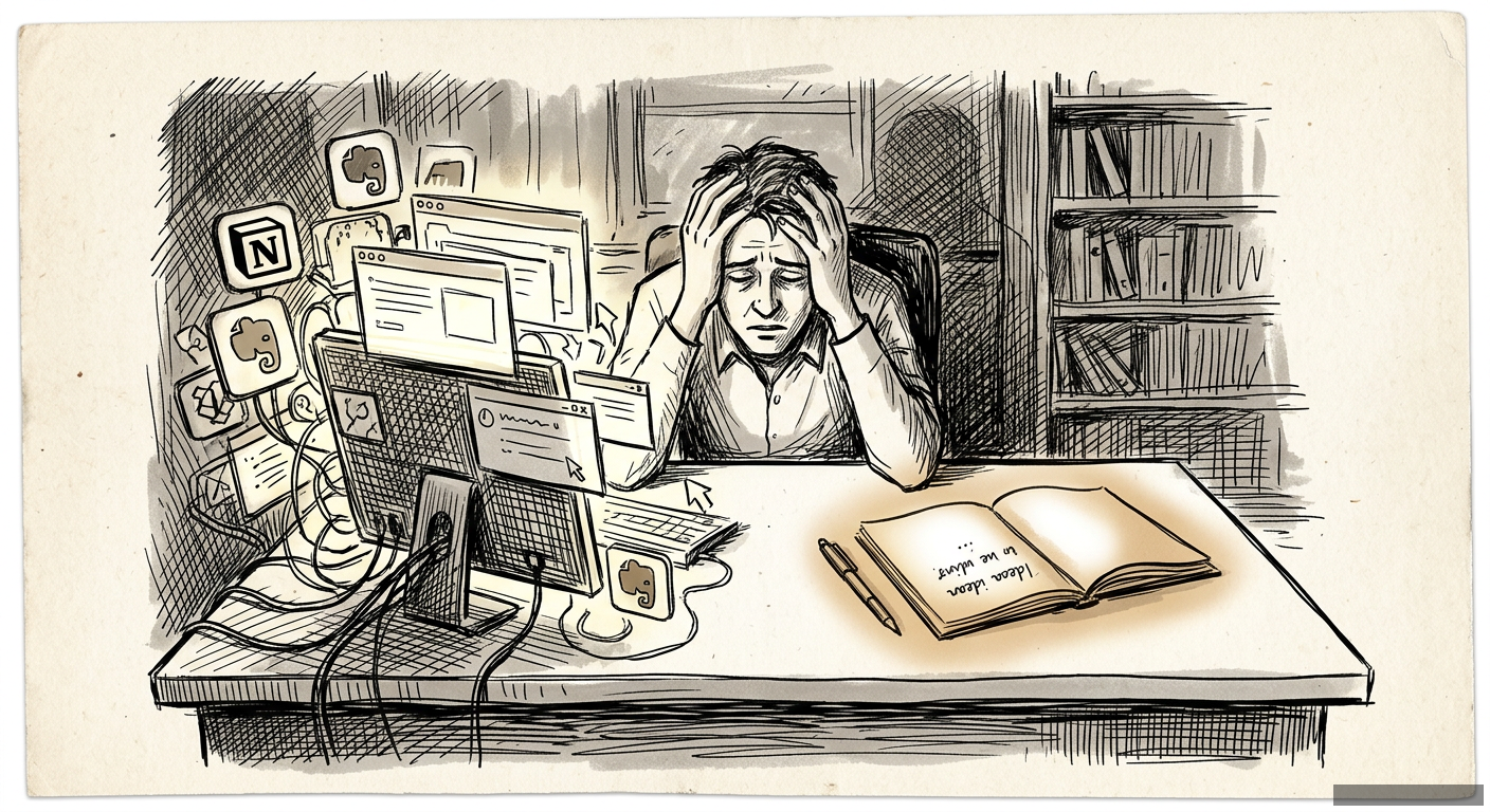 Editorial illustration for: Your 'Second Brain' Is a First-Class Idiot